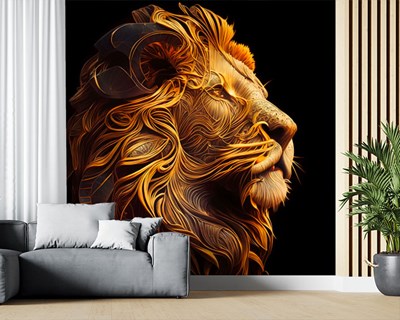 Leeuwenkop geïllustreerd behang