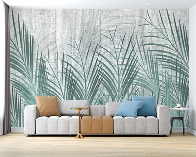 groen palmblad behang
