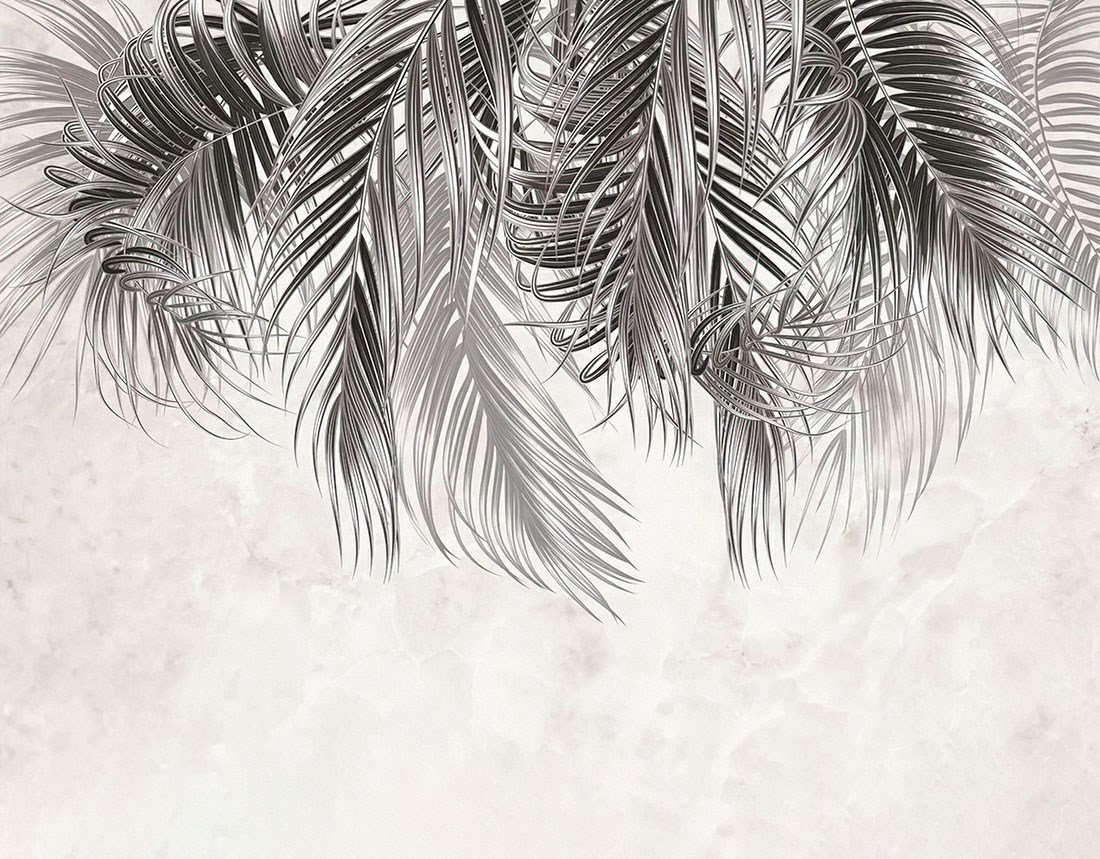palmblad behang op witte achtergrond