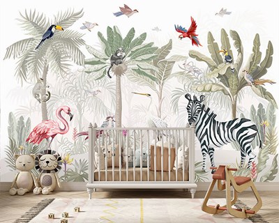 safari behang voor babykamer