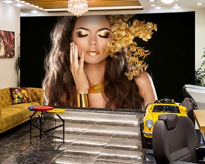 gouden make-up vrouw thema muurschildering