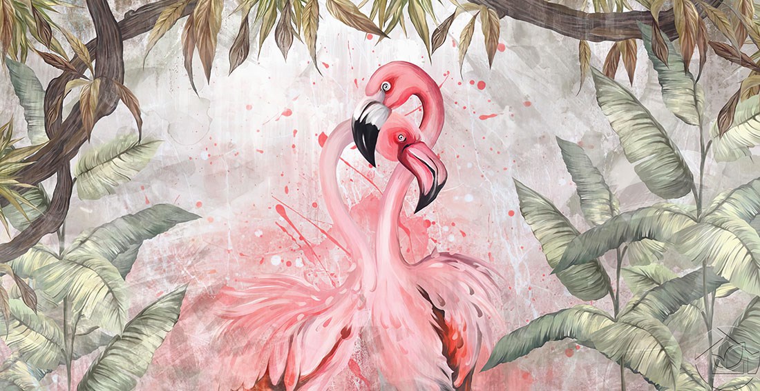 flamingo foto behang