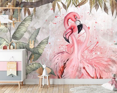 flamingo foto behang