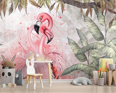 flamingo foto behang