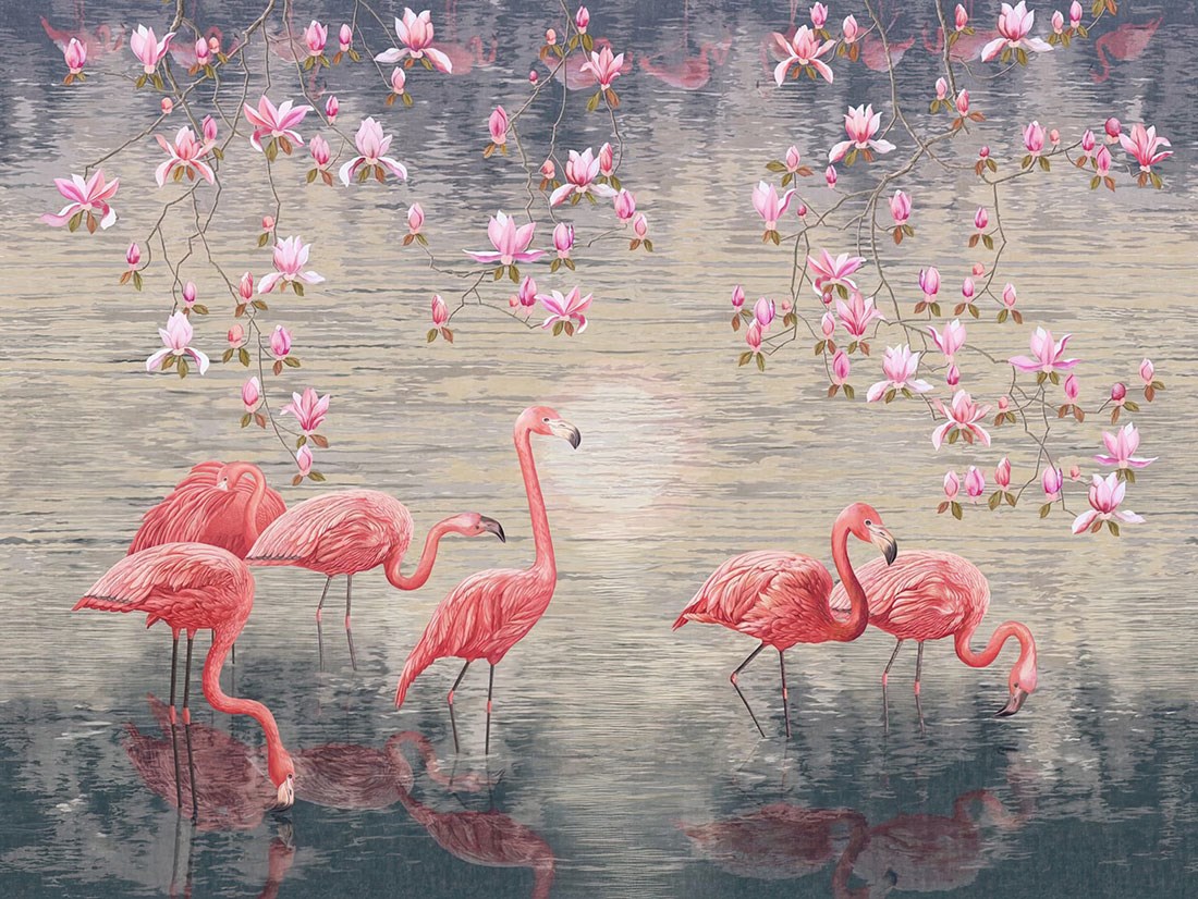 flamingo ogend behang