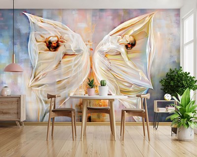 muurschildering met vlindereffectthema