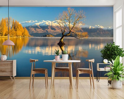 Muurschildering met uitzicht op Lake Wanaka, Nieuw-Zeeland