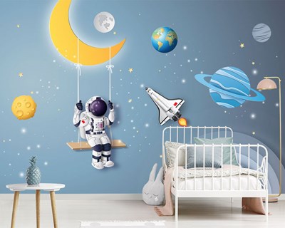 behang voor kinderkamer met ruimtethema 