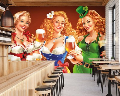 pubs drinken vrouwen thema muurschildering