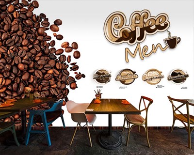 muurposters met koffiebonen voor cafés