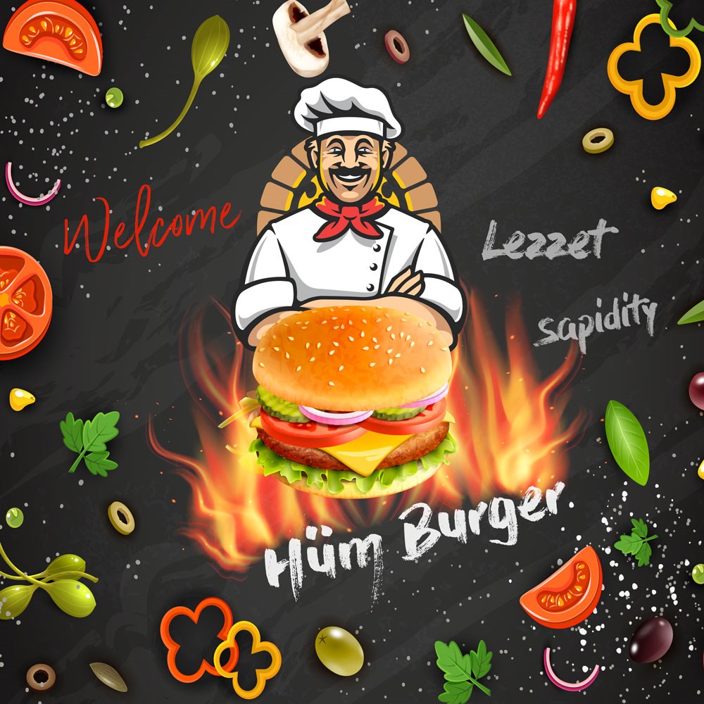 hamburger thema behang