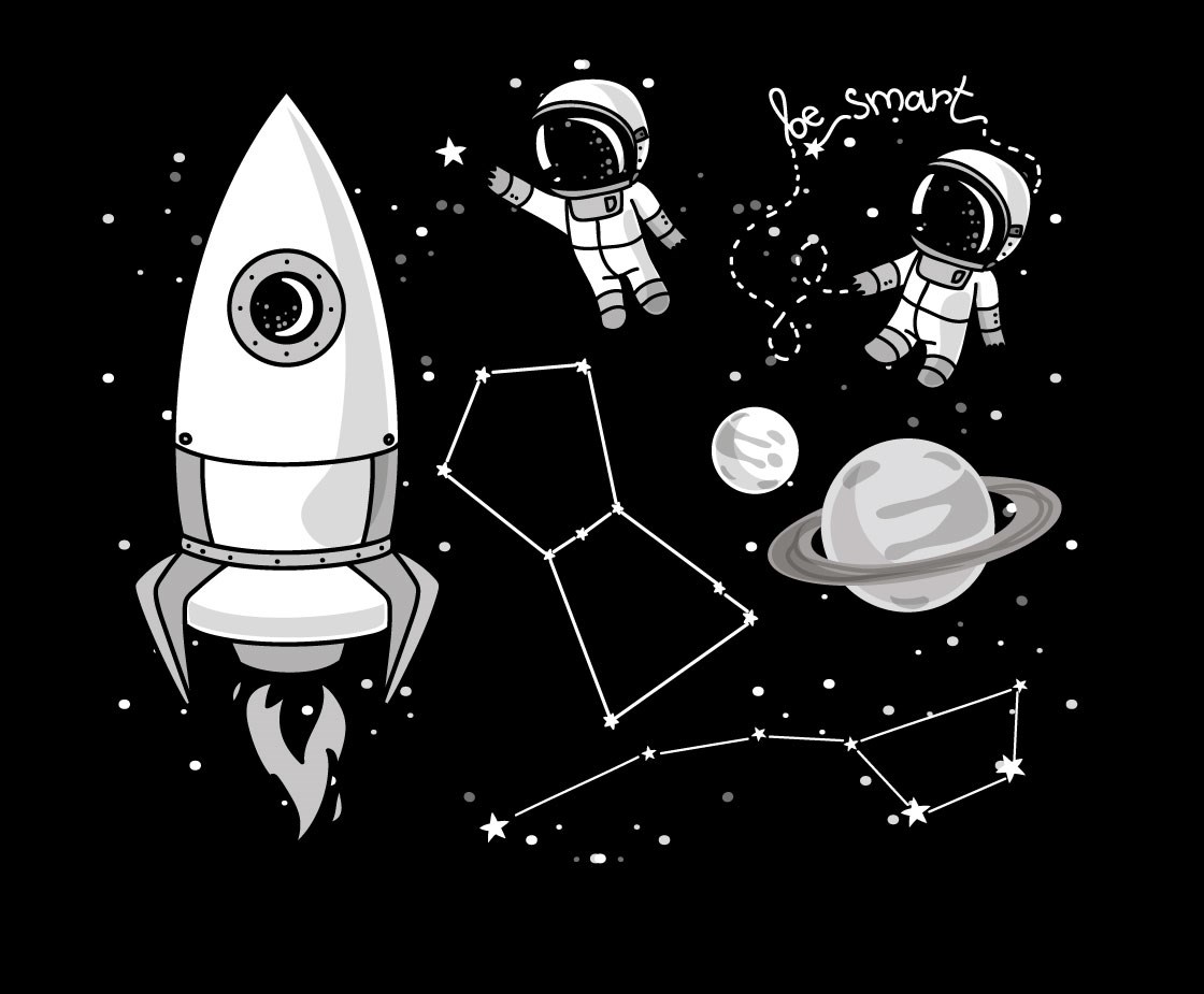 space shuttle en astronaut thema behang