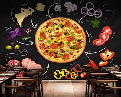 pizza visueel behang 