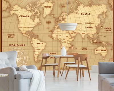 Getrommeld Wereldkaart Behang