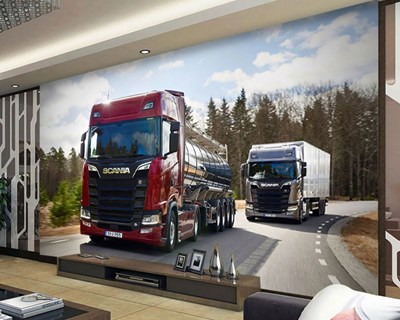 Scania Vrachtwagen Geïllustreerd Behang 