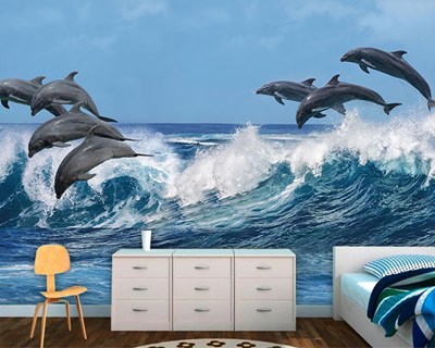 Dolfijn Vis Shoal Geïllustreerd Behang 