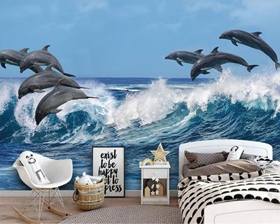 Dolfijn Vis Shoal Geïllustreerd Behang 