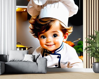 Chef-kok Baby geïllustreerd behang