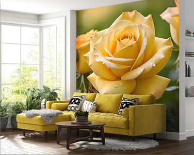 Yellow Rose Geïllustreerd Behang 