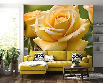 Yellow Rose Geïllustreerd Behang 