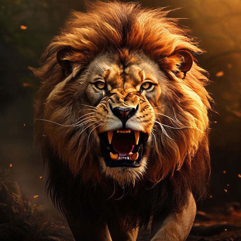 Roaring Lion Geïllustreerd Behang 