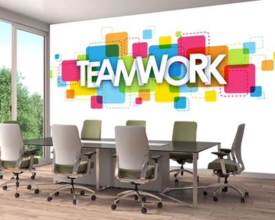 Teamwork Geschreven Behang