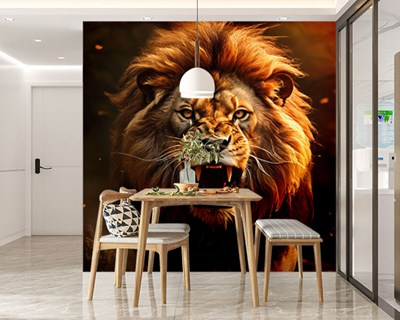 Roaring Lion Geïllustreerd Behang 