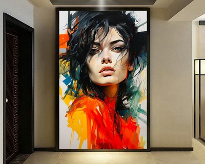 Cool vrouw schilderij behang