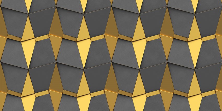 Grijs Goud Geometrisch Behang