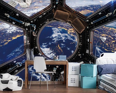 behang met uitzicht op de aarde vanuit de space shuttle