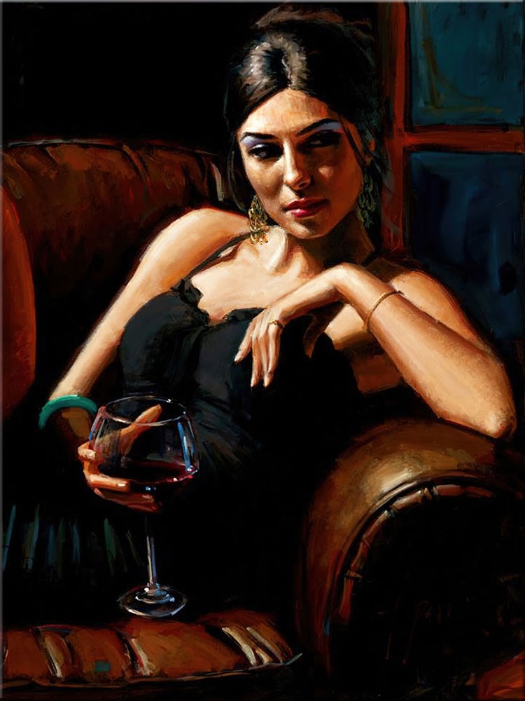 vrouw die wijn drinkt behang