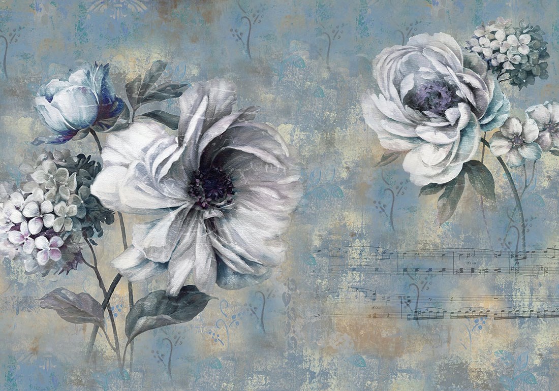 canvas schilderij behang met bloementhema