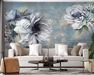 canvas schilderij behang met bloementhema