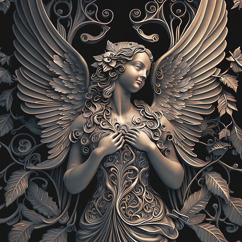 3D engelenstandbeeld behang