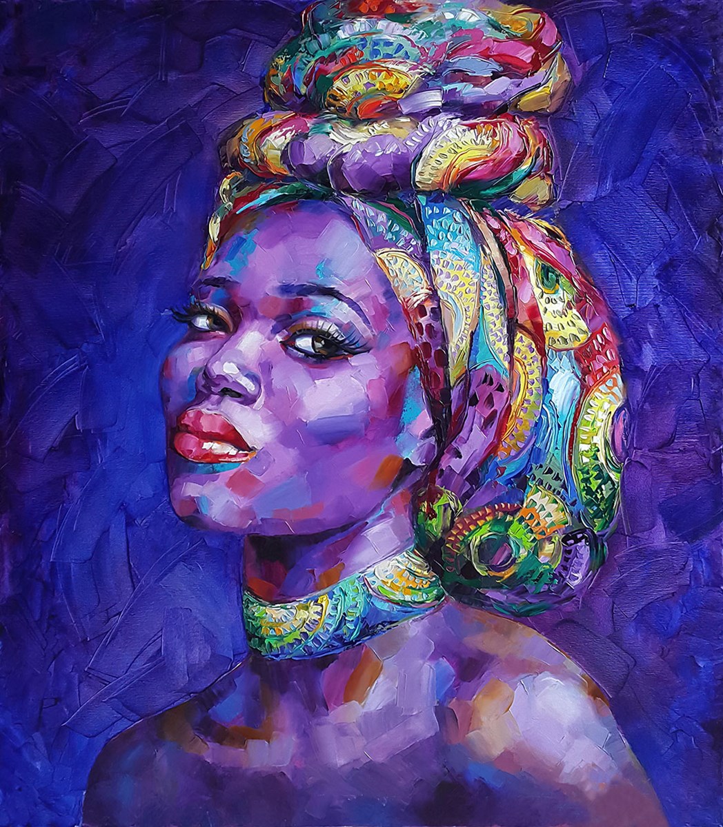 Afrikaanse vrouw canvas schilderij behang