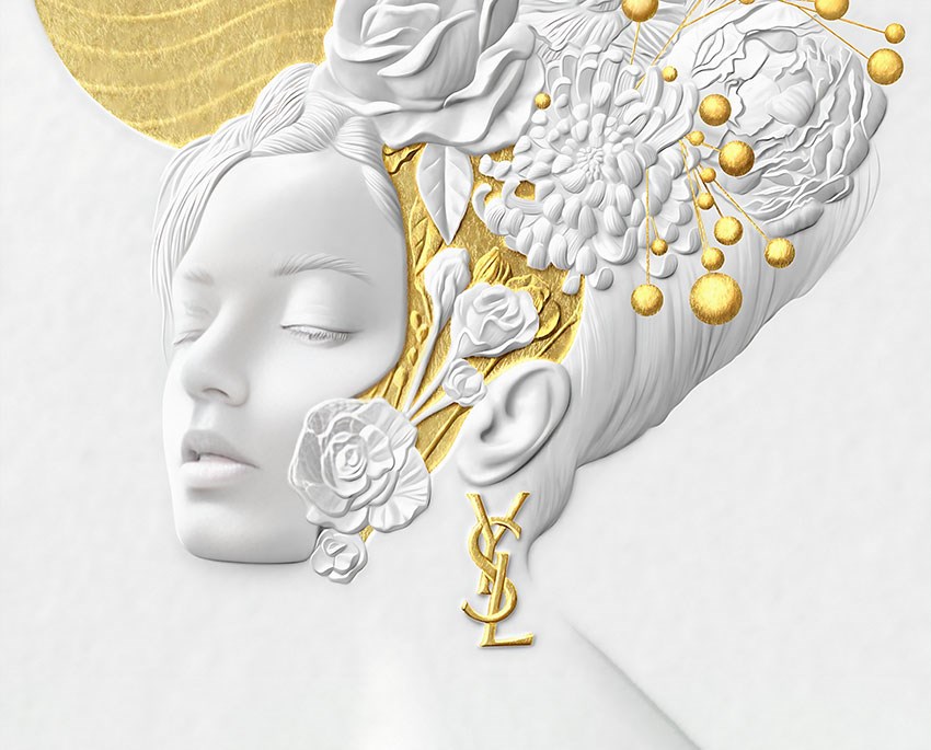 goud gedetailleerd vrouwelijk standbeeldbehang