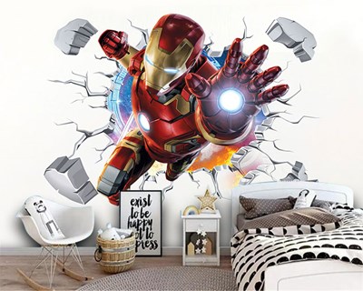 Behang met Iron Man-afbeelding die van de muur springt
