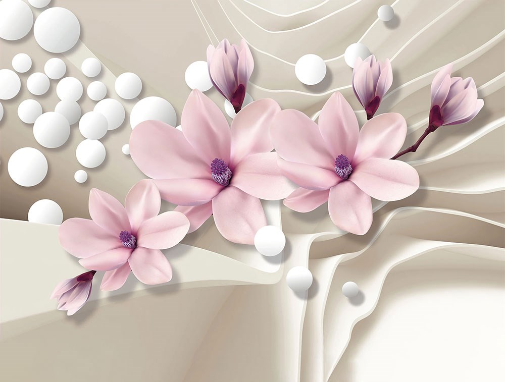 roze bloembehang op witte achtergrond