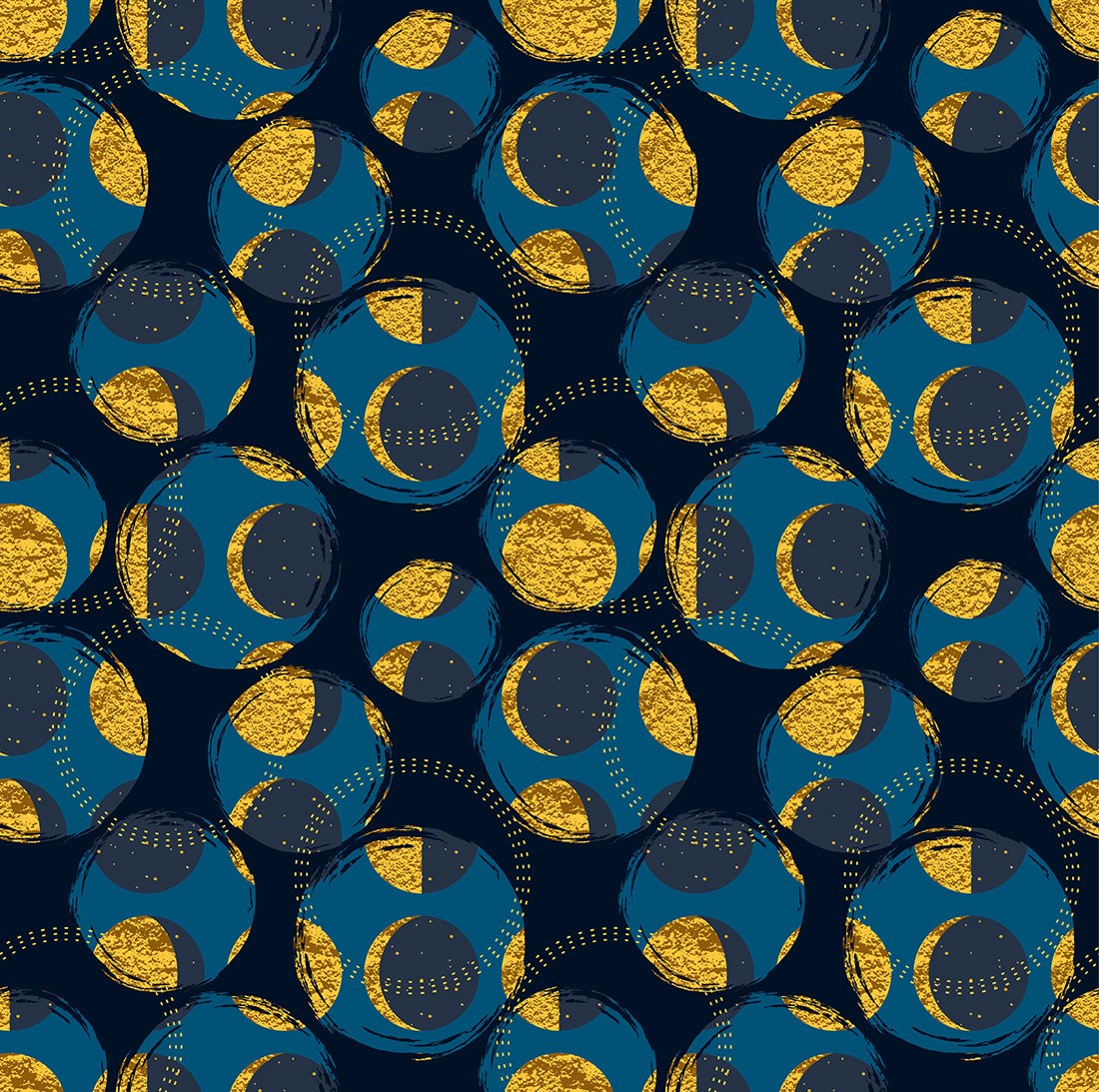 maanfasen geïllustreerd behang