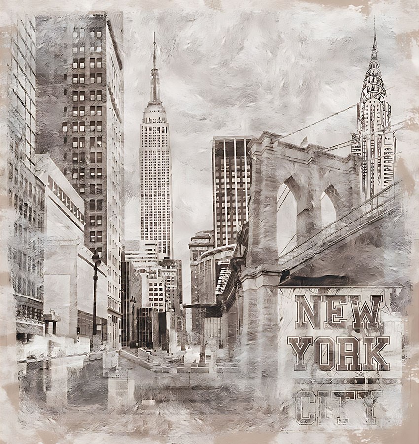 New York geïllustreerd behang