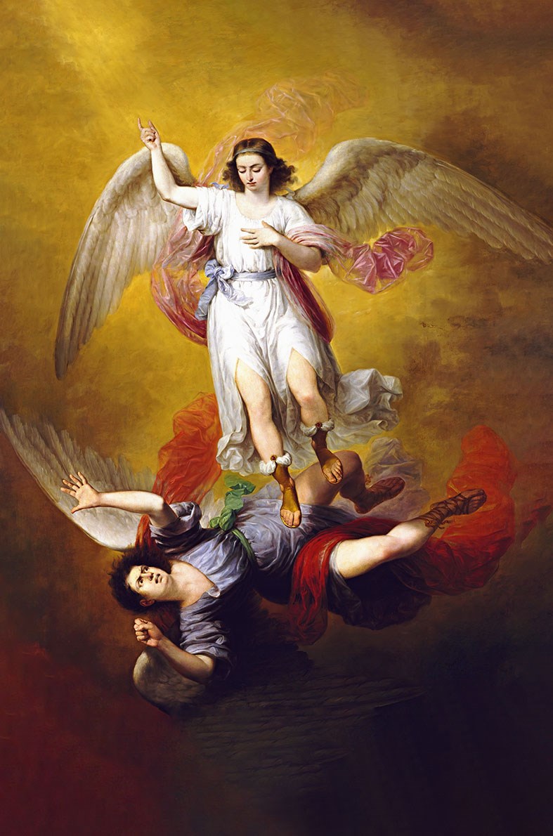 vechtende engelen die behang schilderen