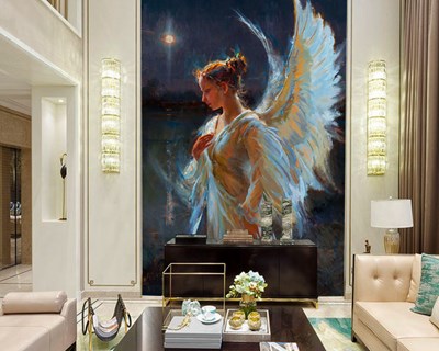 canvas engel geïllustreerd behang