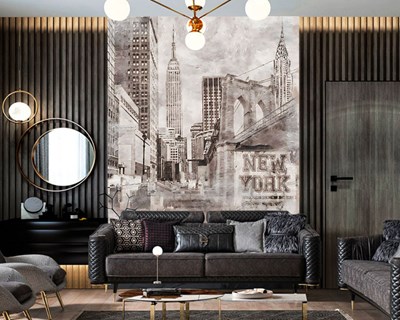 New York geïllustreerd behang