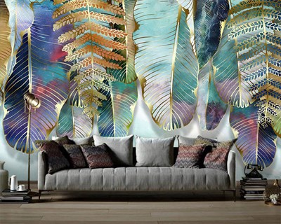 palmbladbehang met gouden rand