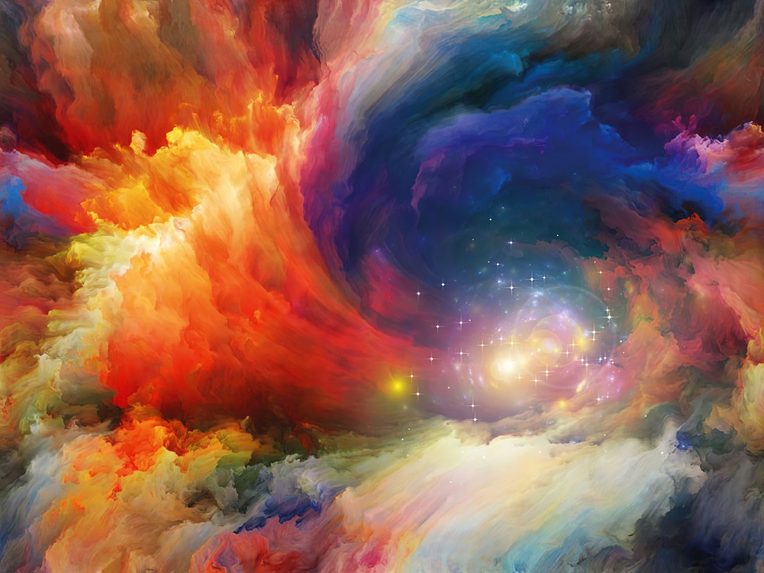 kleurrijk ruimtewolk canvasbehang 