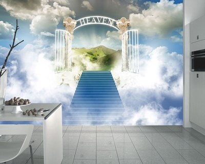 Behang met deur naar de hemel afbeelding 