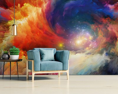 kleurrijk ruimtewolk canvasbehang 