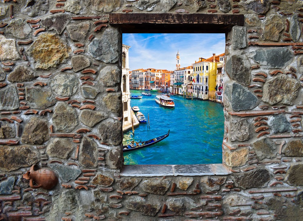 Venetië vanuit het raam muurschildering