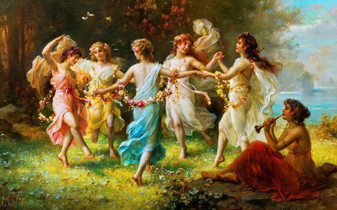 dansende vrouwen muurschildering