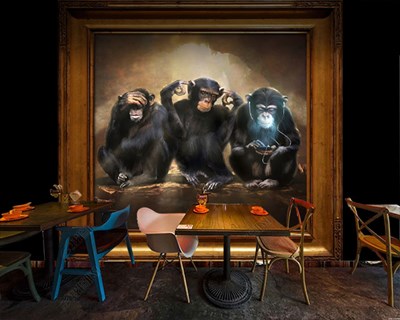 behang met drie aapjes